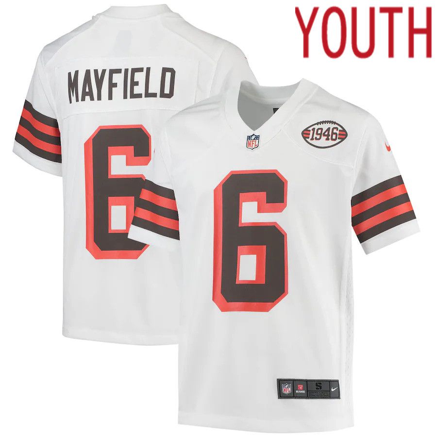Youth Cleveland Browns 6 Baker Mayfield Nike White 1946 Collection Alternate Game NFL Jersey